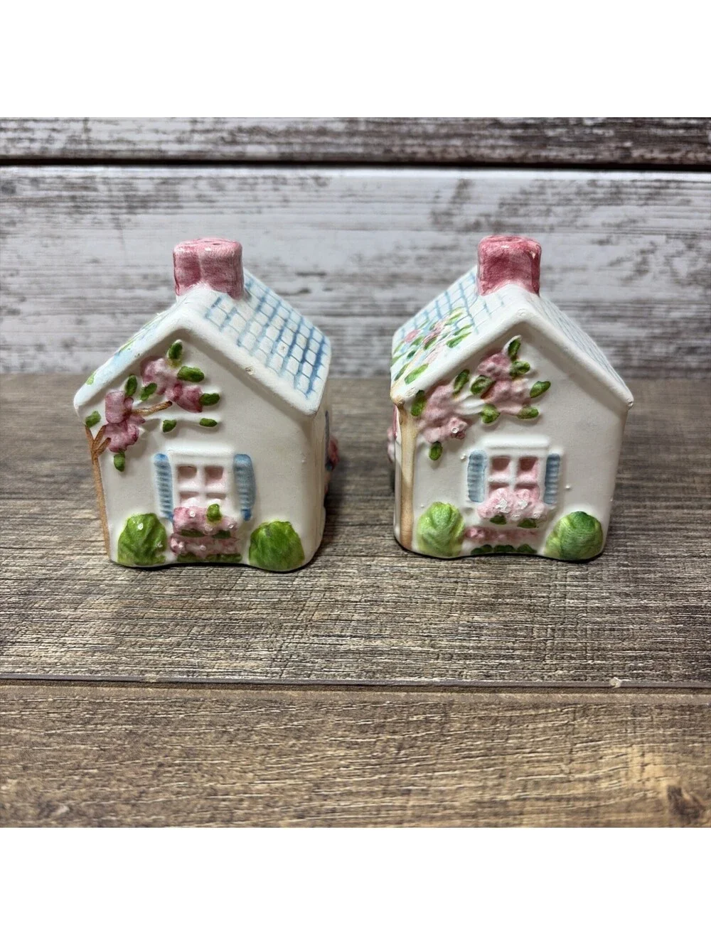Vintage Our Town Salt & Pepper Shakers Country Cottage House Made In Brazil